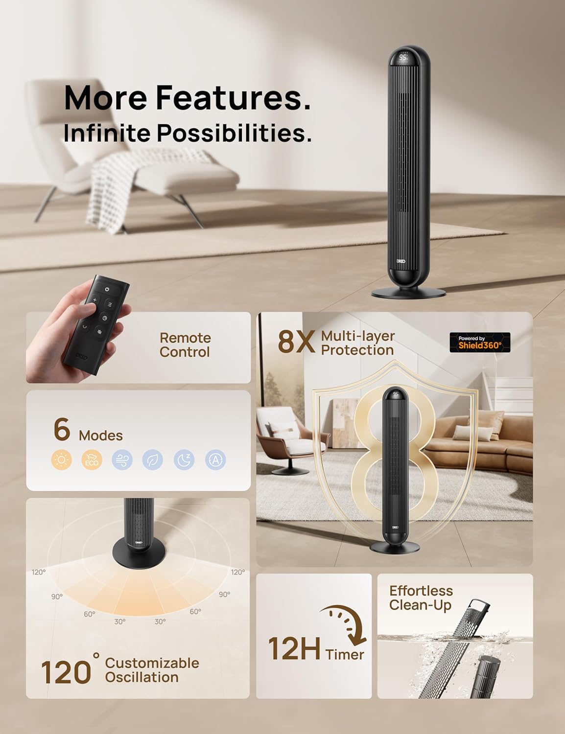 Dreo 42 Heater Fan with Remote and Thermostat