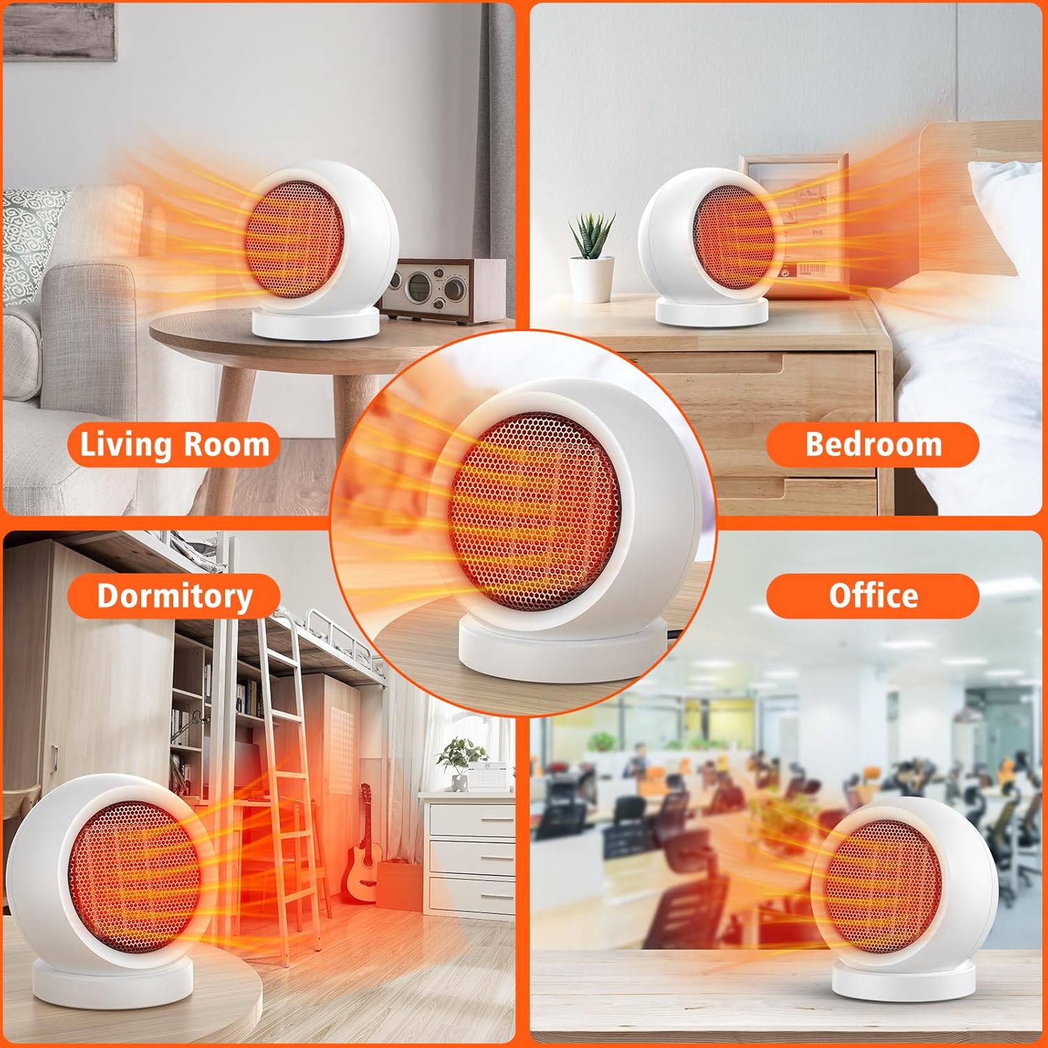 Coolfor 600W PTC Ceramic Space Heater for Home Office