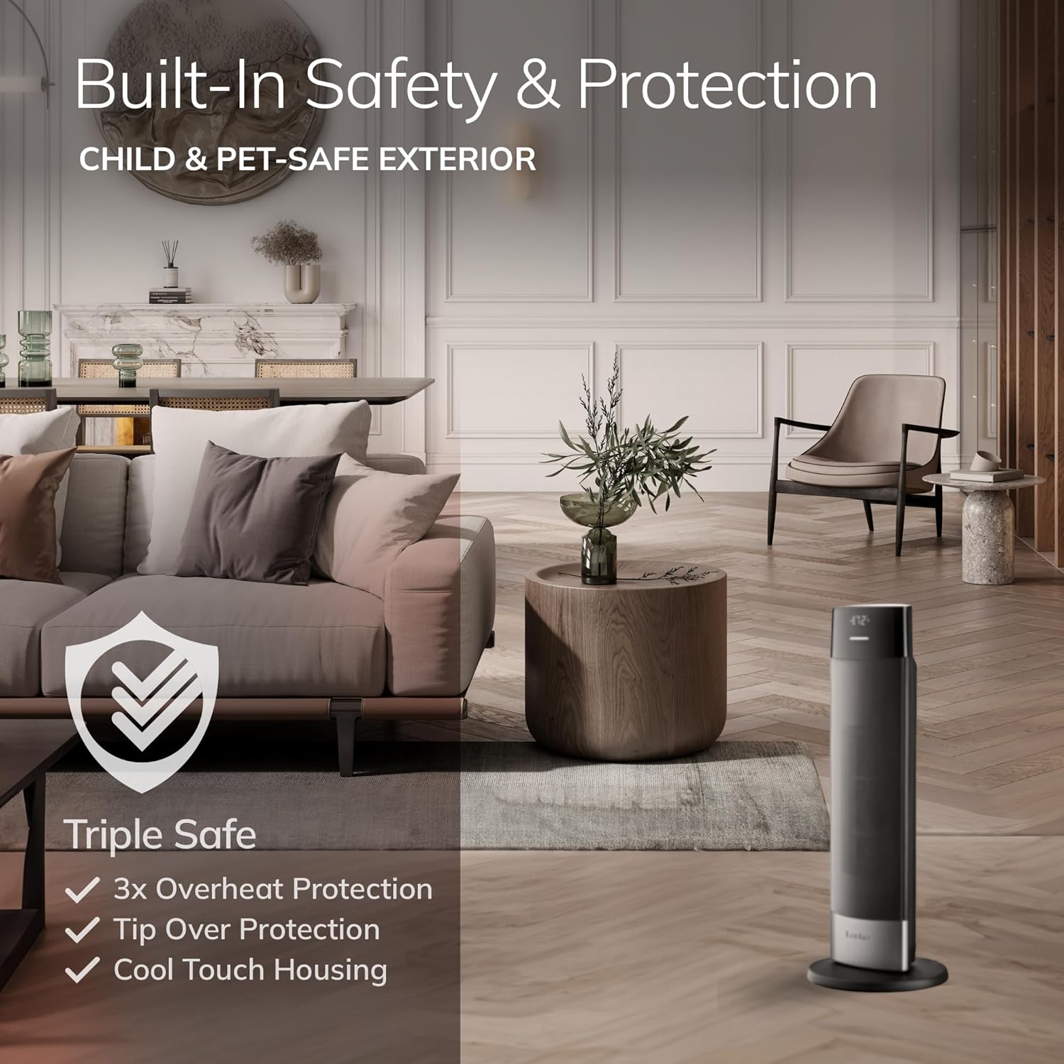 Lasko Ellipse Tower Heater 24 Inches 1500W Black