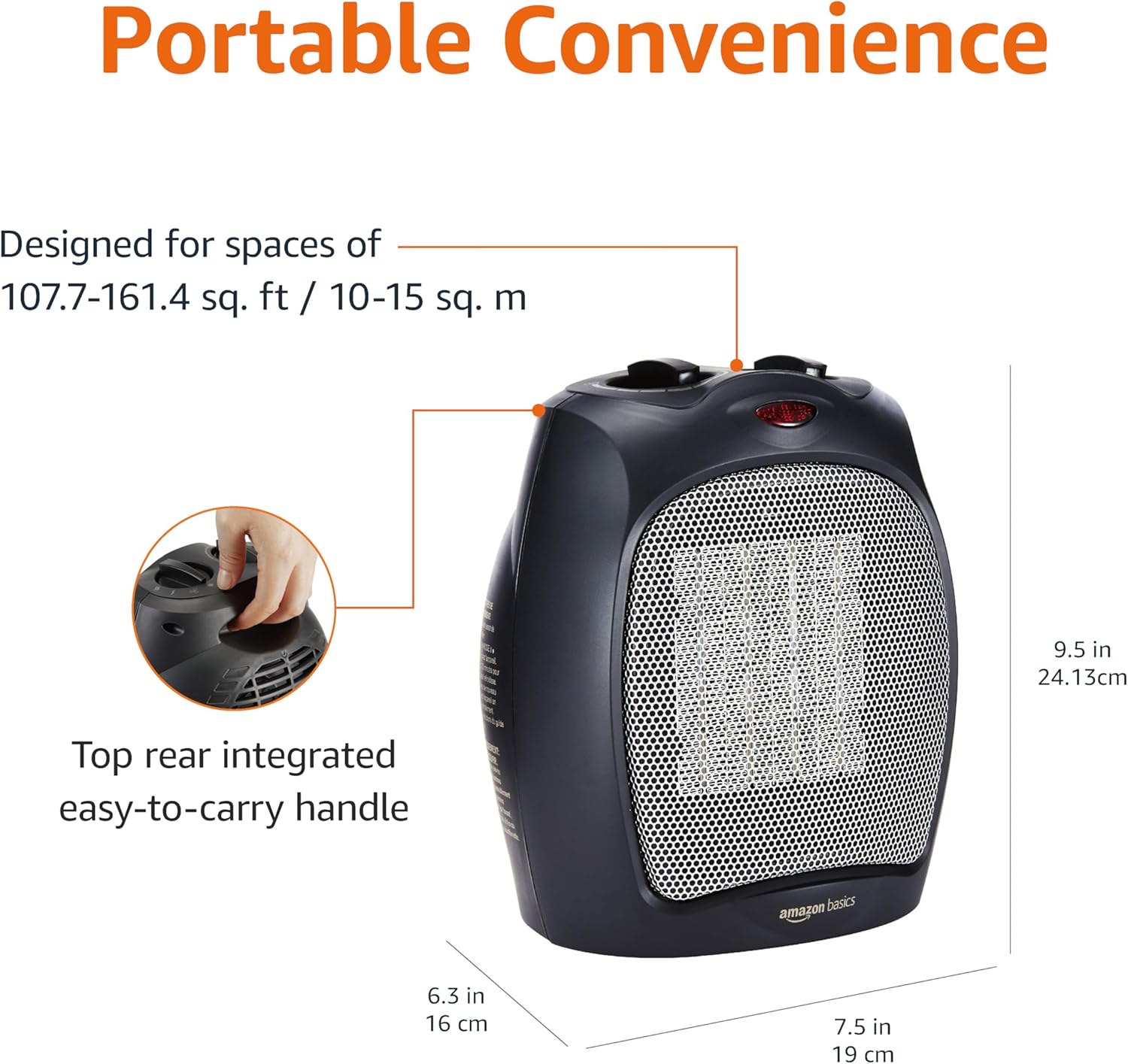 Amazon Basics 1500W Ceramic Space Heater with Safety Features