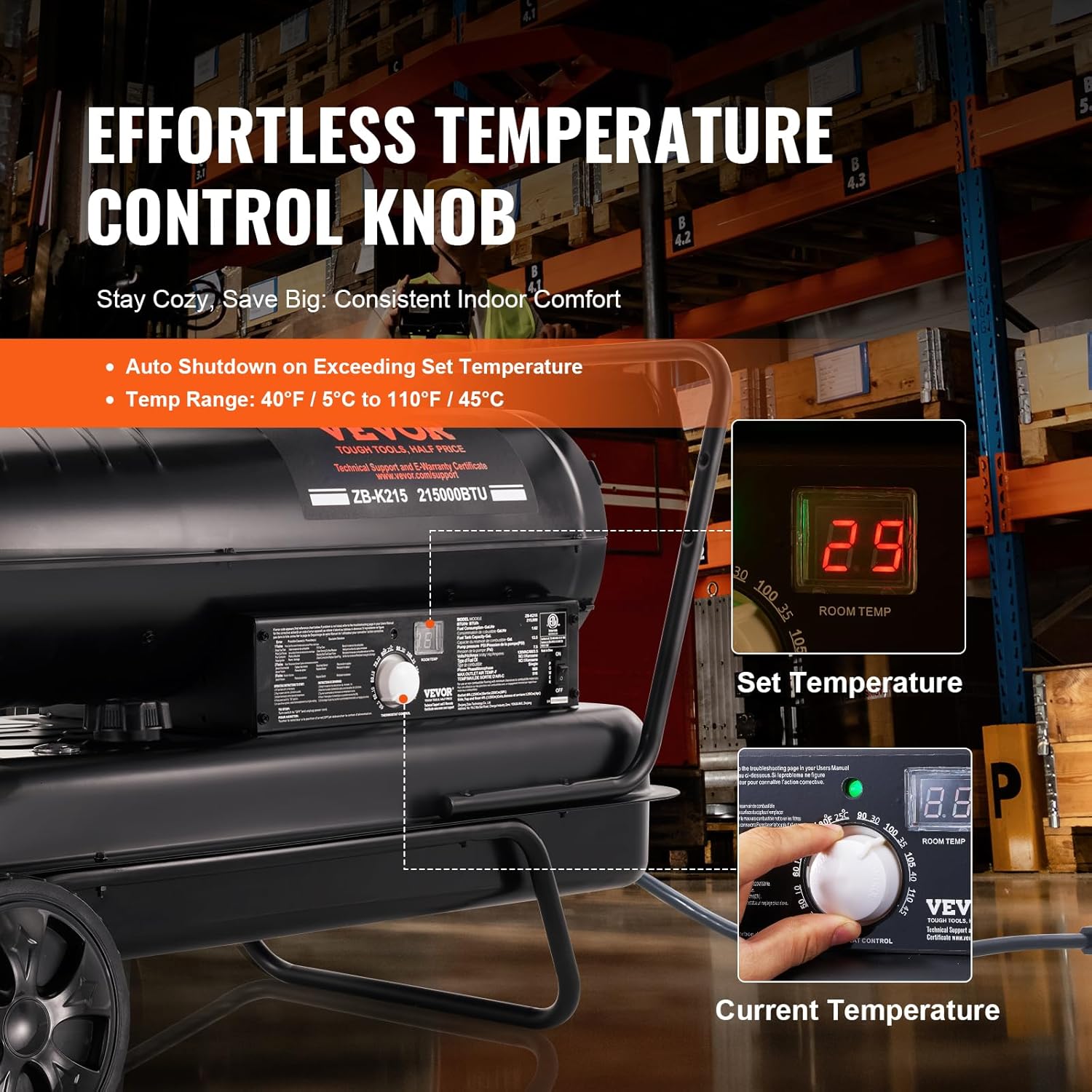 VEVOR Kerosene Forced Air Heater 215000BTU 1