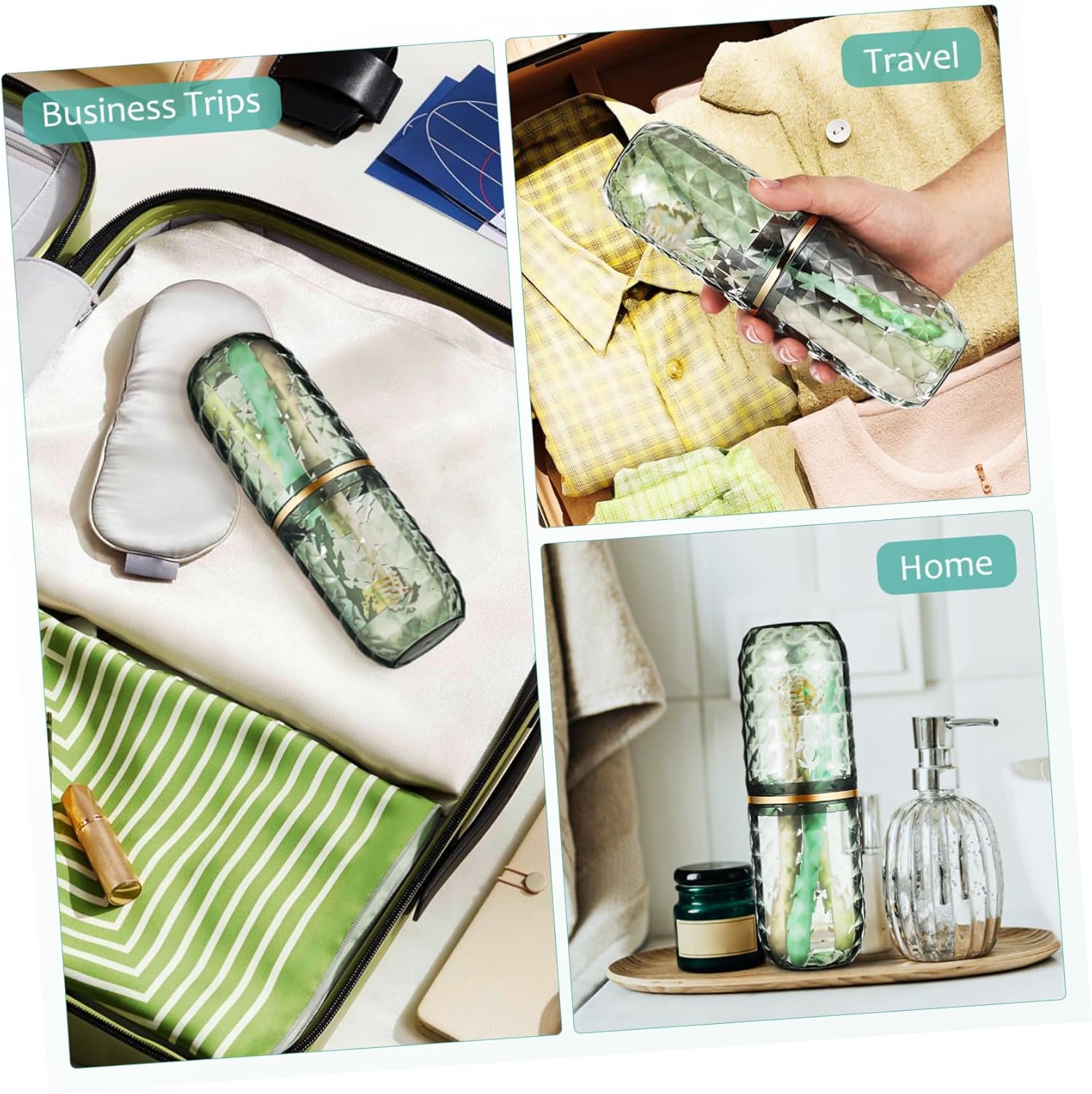 GALPADA Travel Toothbrush Holder and Mouthwash Tumbler Set