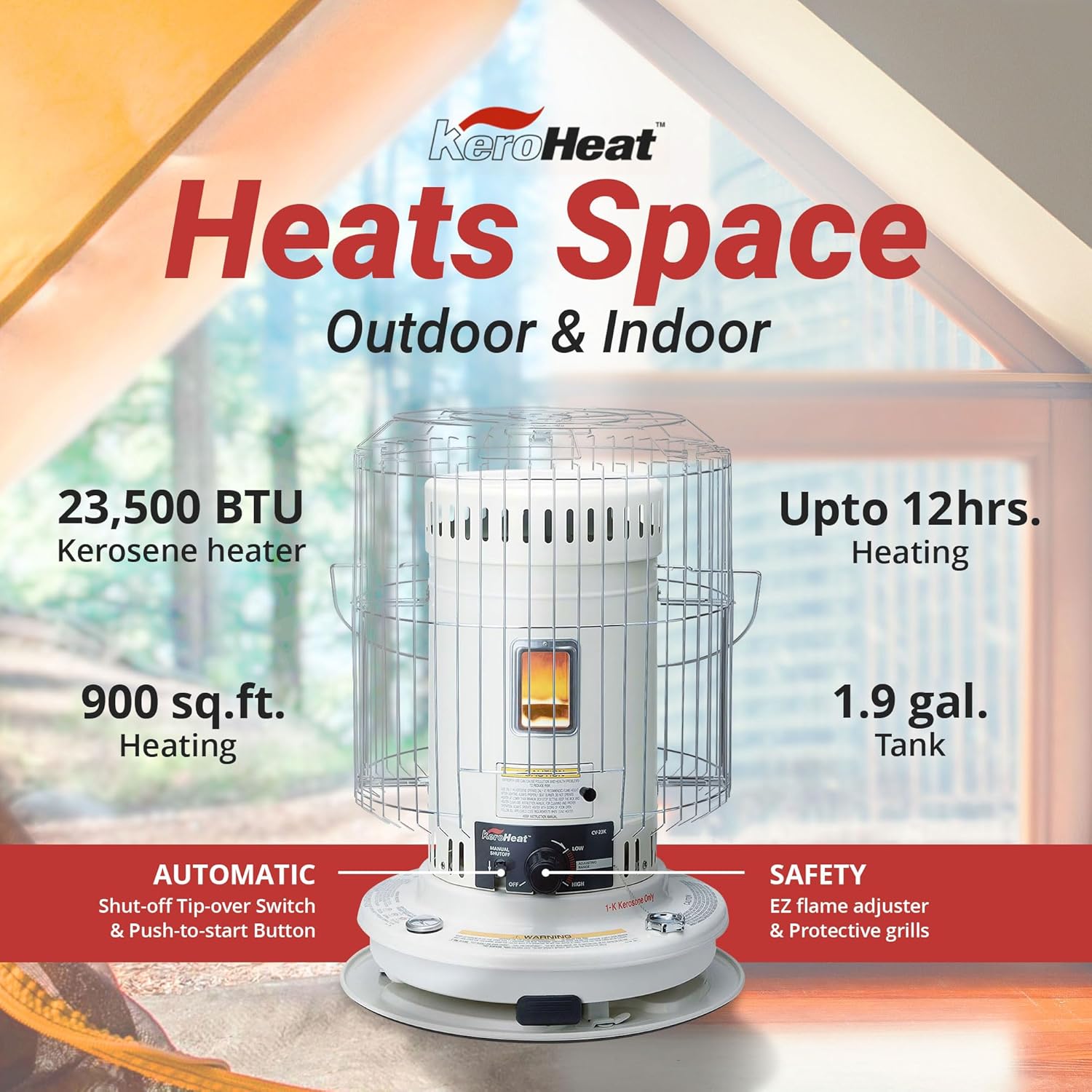 KeroHeat Sengoku Kerosene Heater 23500 BTU Portable