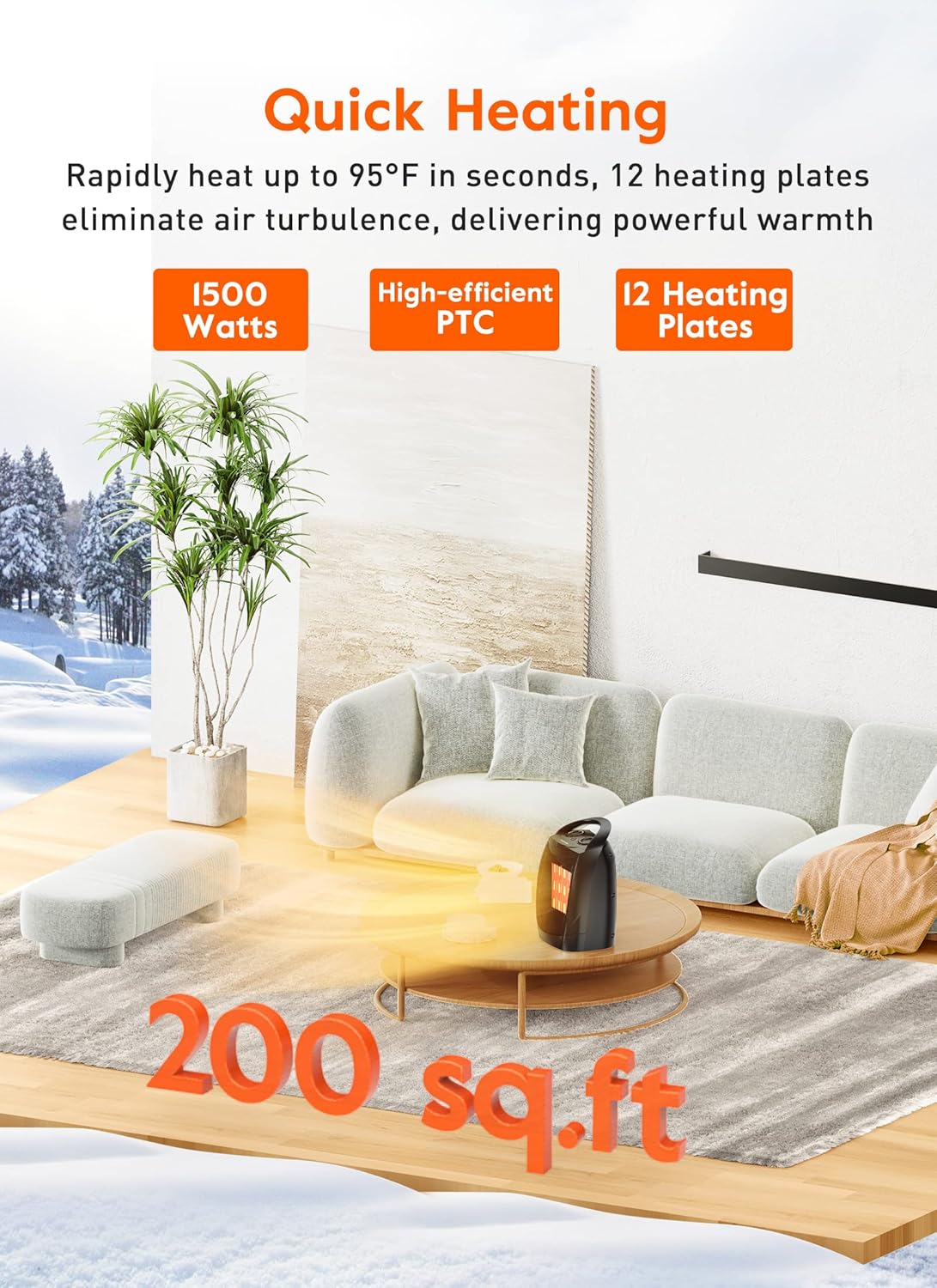 GiveBest 1500W750W Dual Heat Cool Fan Space Heater