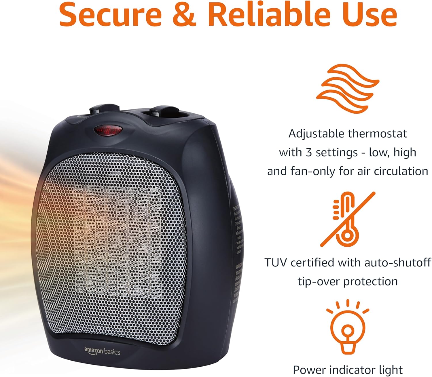 Amazon Basics 1500W Ceramic Space Heater with Safety Features