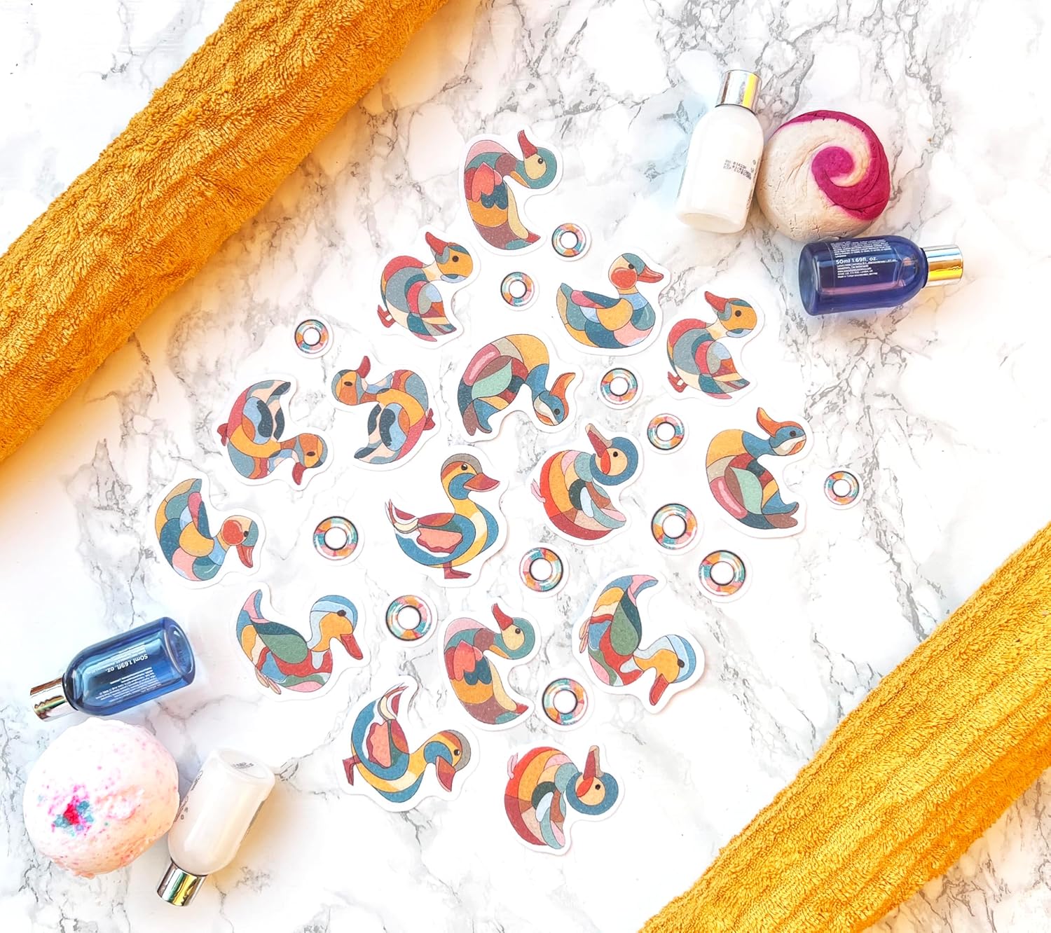 Non Slip Bath Duck Decals 28 PCS Pastel Design