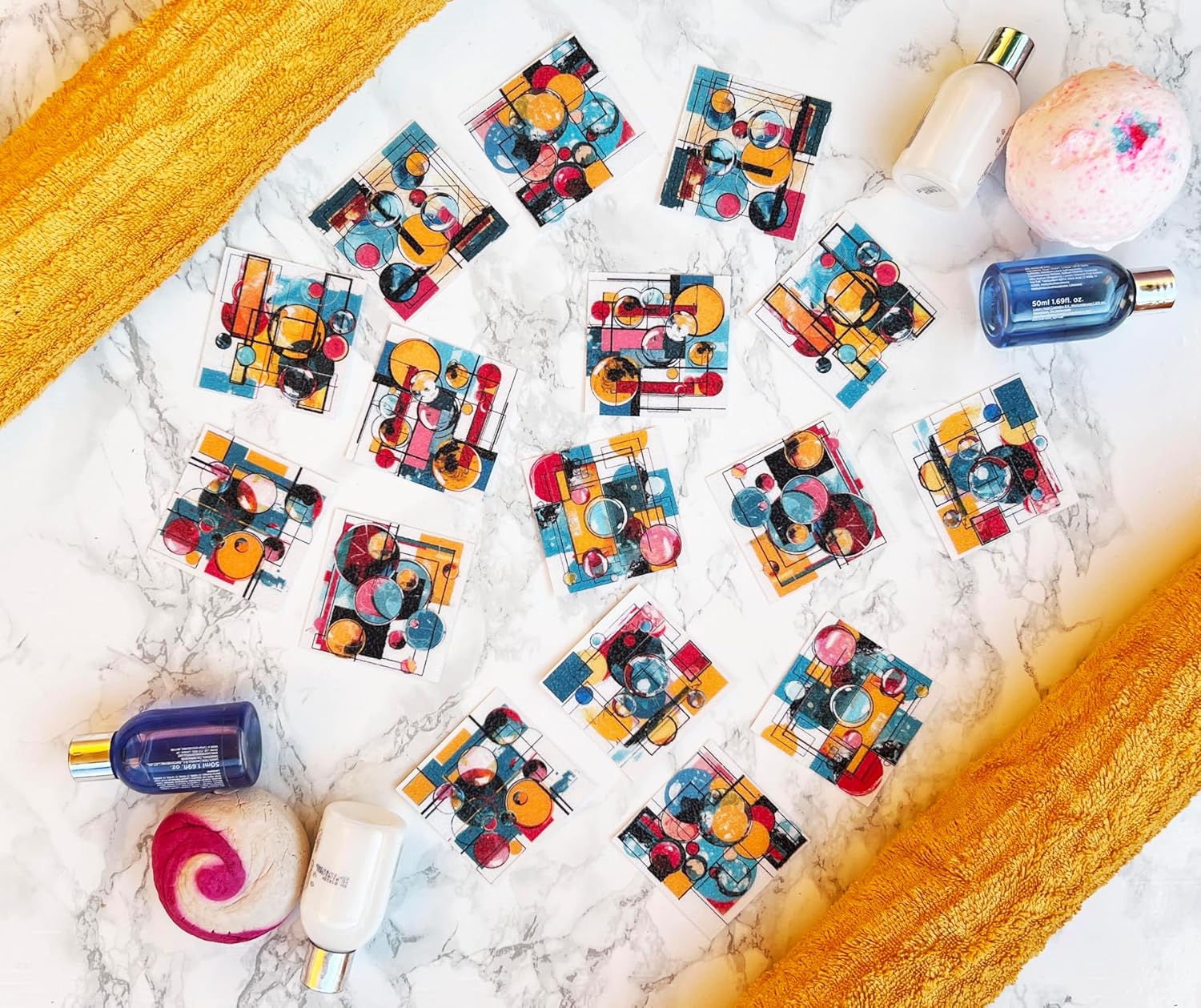 Leluca Non-Slip Bathtub Stickers - 16PCS Abstract Art Design