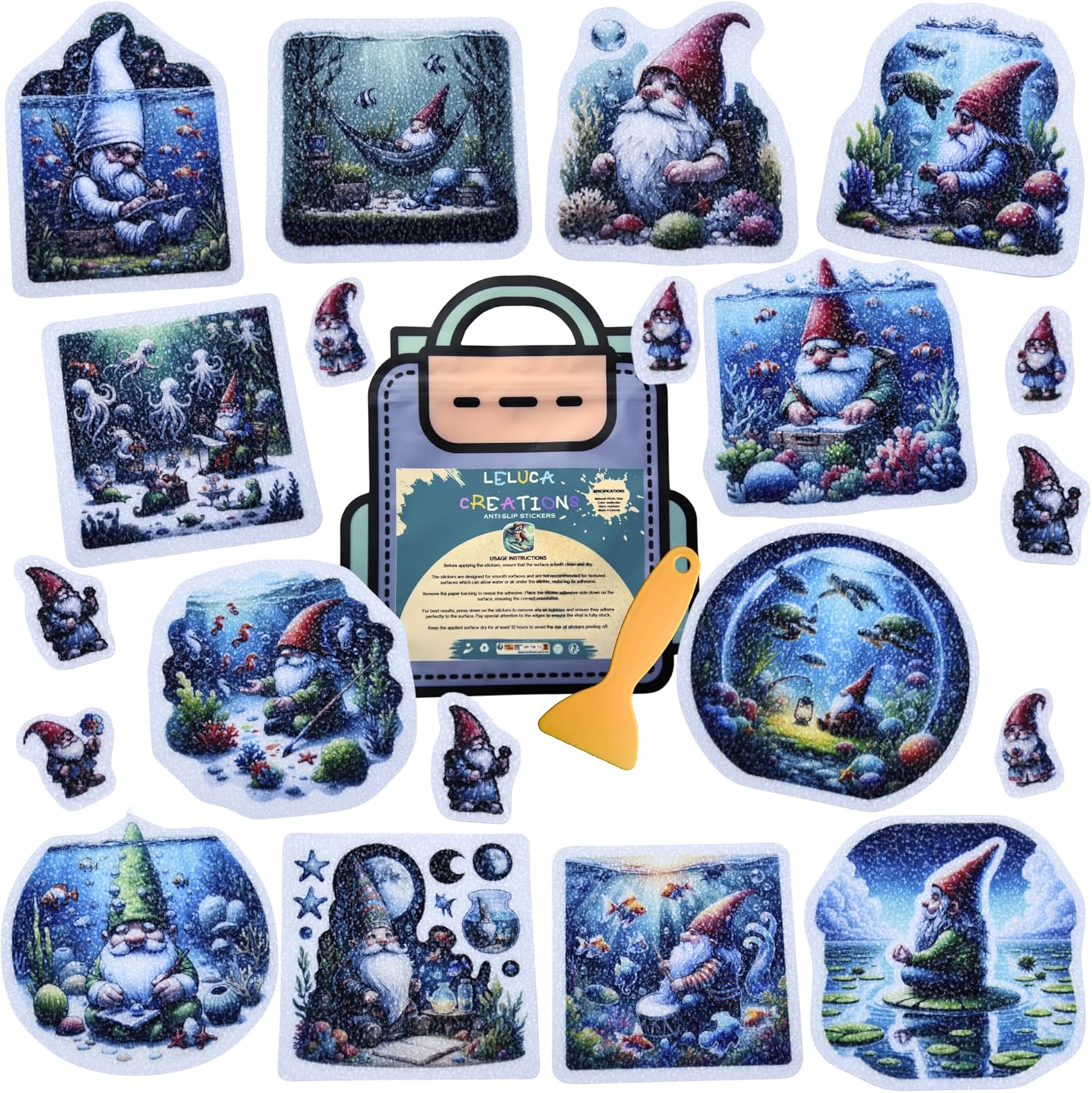 Non Slip Gnome Decals for Bathtubs 20 PCS Safety Stickers