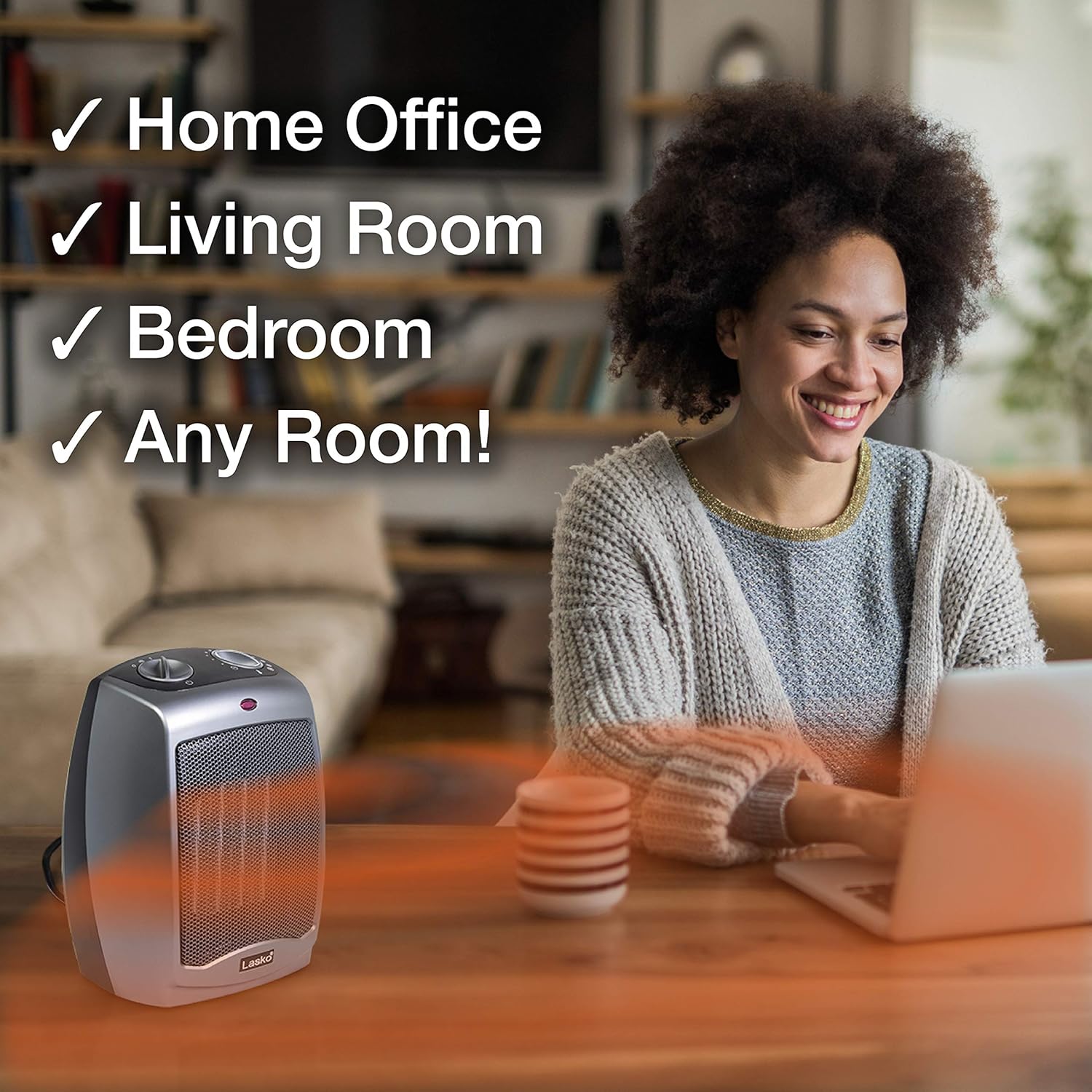 Lasko 1500W Electric Ceramic Space Heater - Dark Gray 2 Speeds 92 Inches