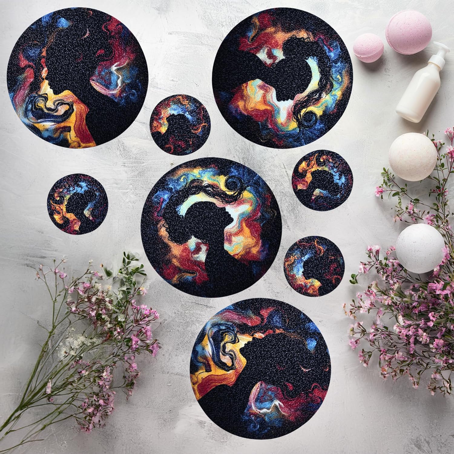 Leluca Non Slip Bathtub Stickers - 8 PCS Woman Head Silhouette Decals