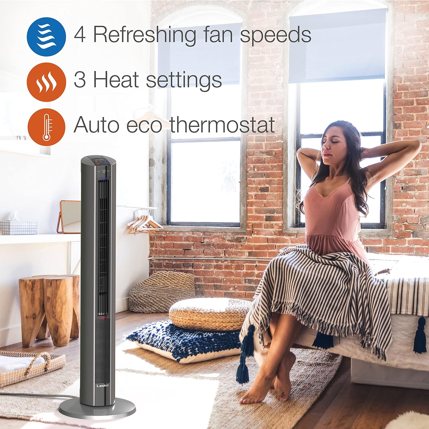 Lasko 42-Inch Tower Fan and Space Heater with Remote Control