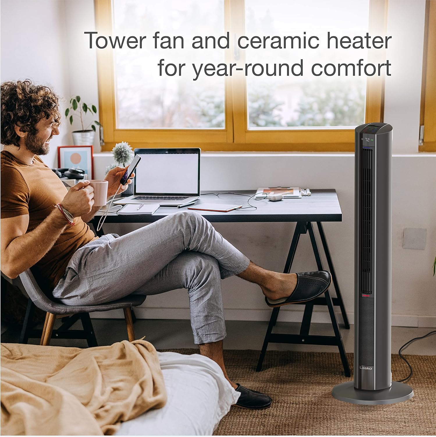 Lasko 42-Inch Tower Fan and Space Heater with Remote Control