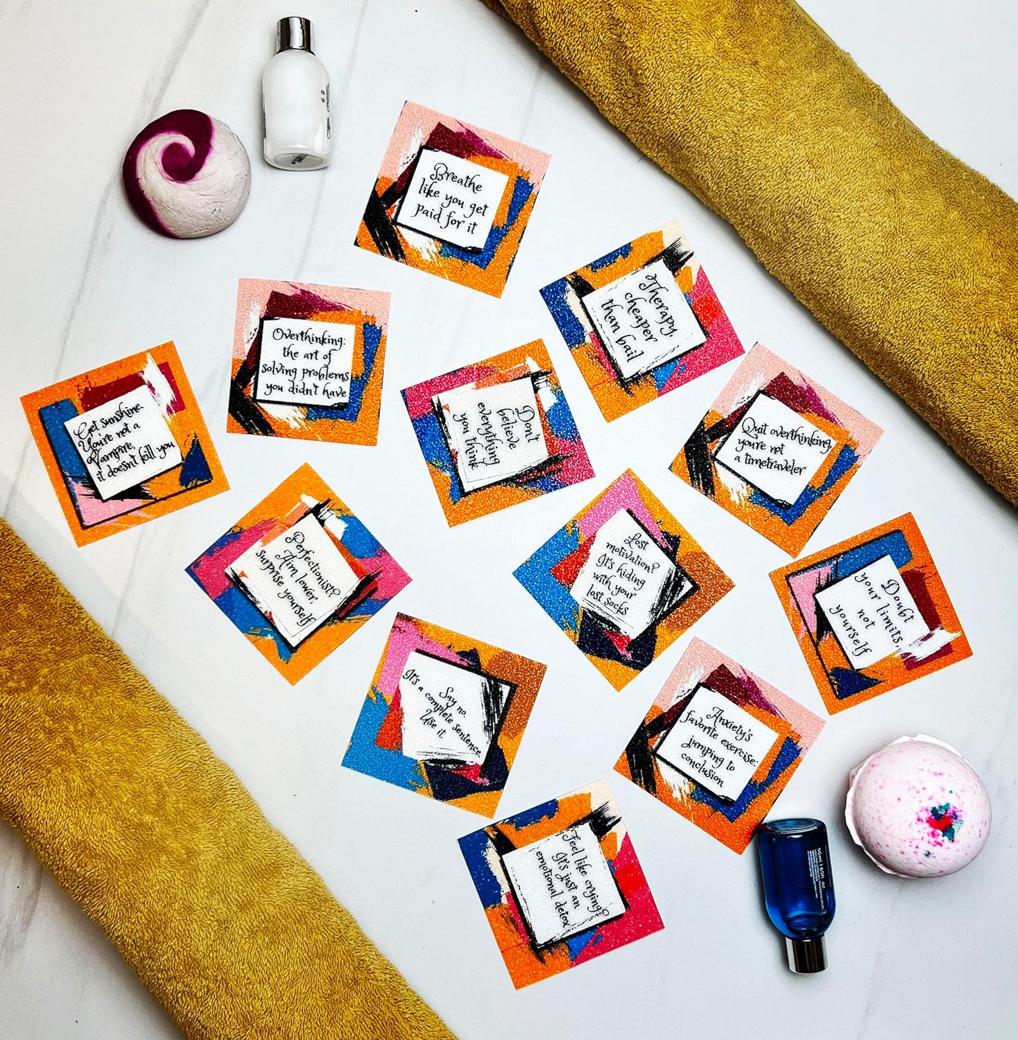 Leluca Non-Slip Bath Stickers with Affirmations - 12PCS